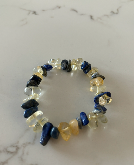 lapiz lazuli and citrine crystal bracelet