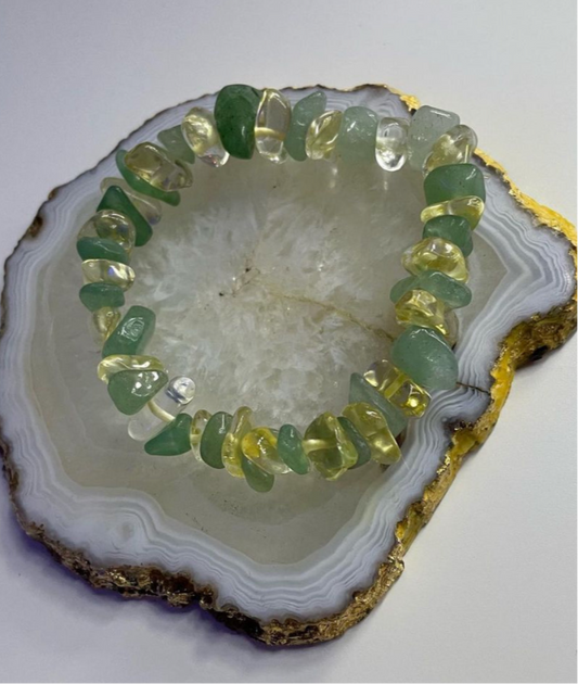 Citrine and green aventurine crystal bracelet